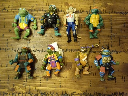 Vintage 90's TMNT Teenage Mutant Ninja Turtles Playmates Toys Figure Lot of 8 a6