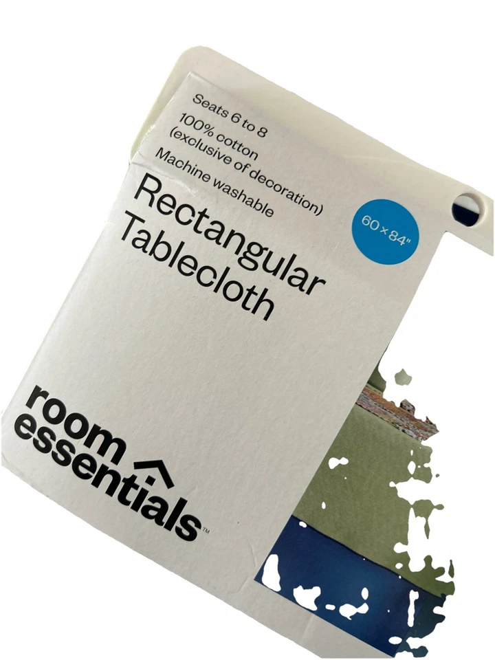 Essential Home Greenblue Rectangular Large 100%cotton Tablecloth 60x84 - Image 4 of 4