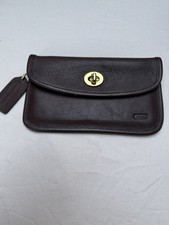 Vintage Coach Turnlock Case Wallet Clutch Pouch Brown Leather Rare USA MADE