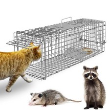 Live Animal Cage Trap, Collapsible Humane Live Animal Cage Trap, Galvanized S...
