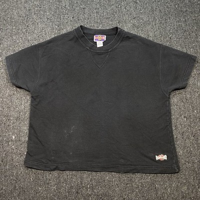 Crunch Gym Short Sleeve Sweatshirt Sz S Mens 90s Grunge Boxy V Stitch TShirt