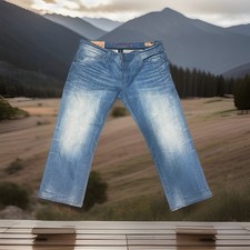 Rivet De Cru Jeans Men 42/29 Blue Denim Andrew Relaxed Straight Distressed Loose
