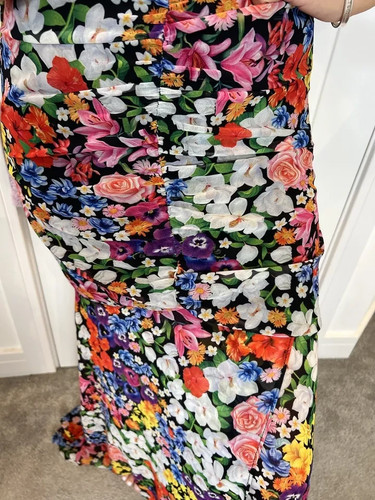 Lipsy Maxikleid Blumen 14 UK Puffärmel Rüschen Anlass Hochzeit Kreuzfahrt V-Ausschnitt - Bild 12 von 22