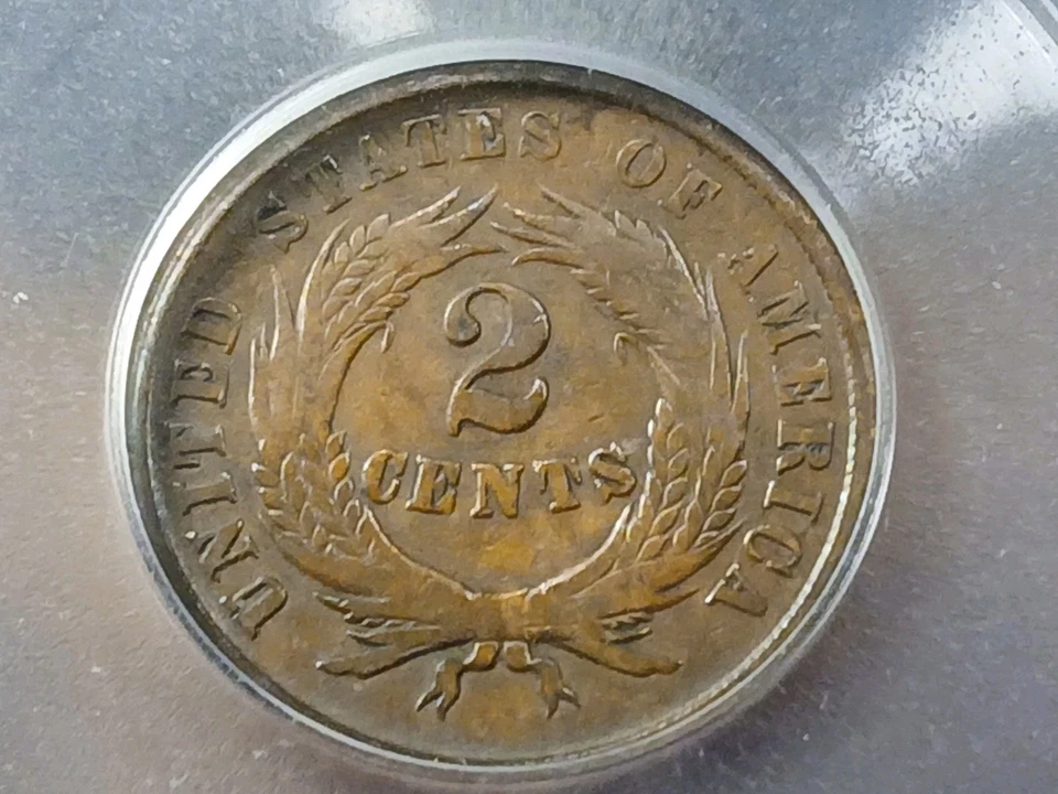 1864 Large Motto 2 Cent Piece ICG VG10 Details  - Image 3 of 4