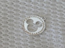 DISNEY 925 Sterling Silver Topaz Mickey Mouse Cutout Round Pendant PT5133