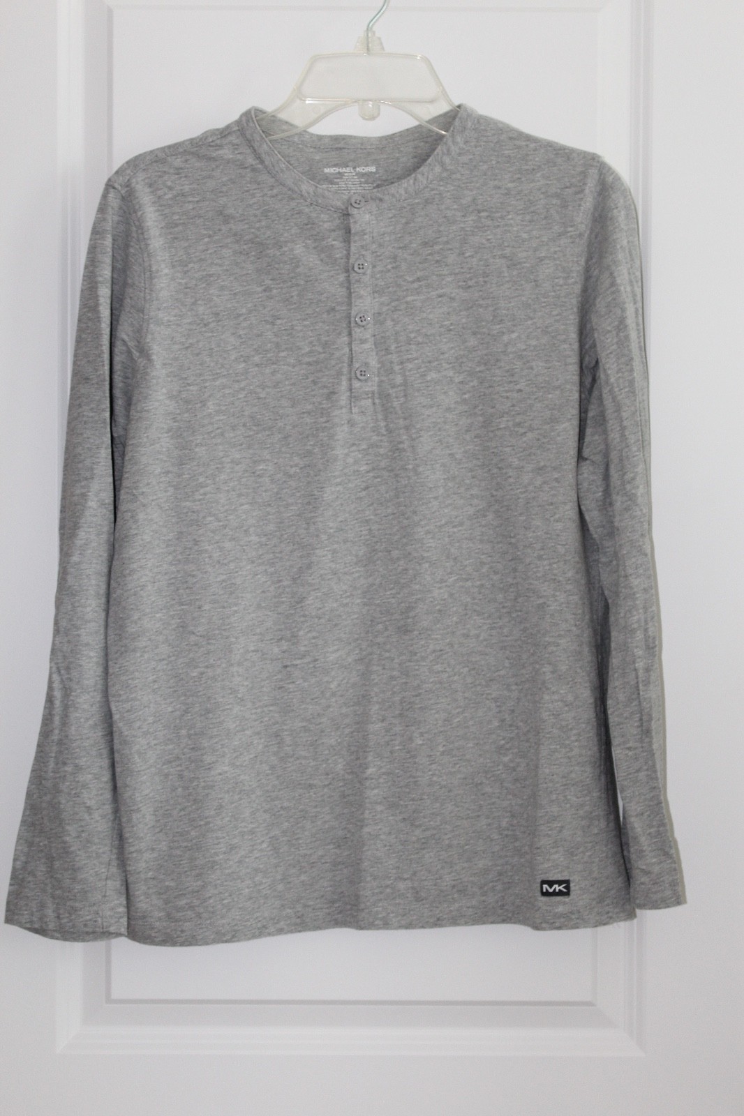 New MICHAEL KORS Heather Gray Henley Shirt Sz M