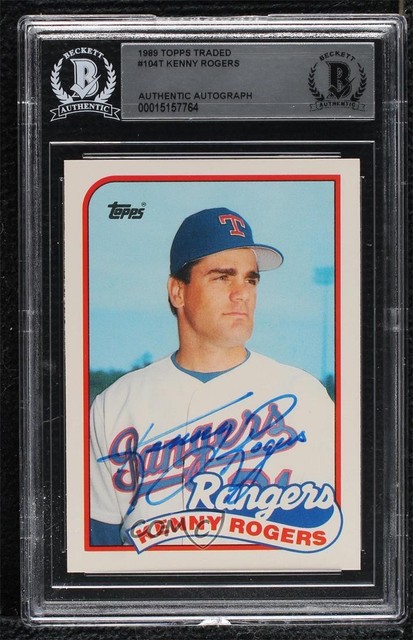 BAS 1989 Topps Traded Box Set Kenny Rogers #104T BGS Authentic Auto ow6