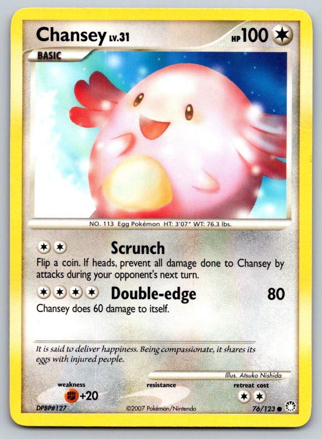 Chansey Mysterious Treasures 76/123 Pokemon Card MP
