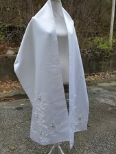 White Satin Beaded Shoulder Wrap Shawl Formal