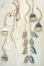 Deko Wandh&auml;nger Anker Fische Boote maritime Dekoration Holz Metall Wanddeko