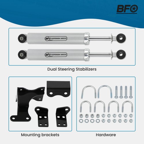 BFO Front Dual Steering Stabilizer for Jeep Wrangler JK 07-18 with 2-6'' Lift - Imagen 4 de 11