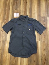 Carhartt Men's Rugged Flex Relaxed Fit Canvas Short-Sleeve Shirt Size S Gray