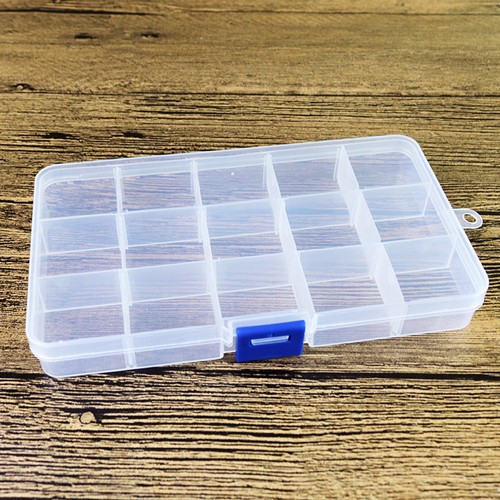 2 Pack Plastic Storage Box Jewelry Earring Tool Containers w/Divider, 10-15 Grid - Picture 28 of 42