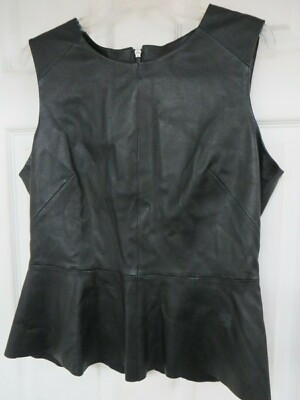  NWT $475  Neiman Marcus 'the Leather Collection'  Sleeveless Black Top Large