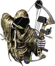 Grim reaper bow hunting camouflage cornhole board game decals