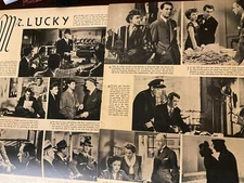 Mr. Lucky, Cary Grant, Two Page Vintage Large Format Clipping, a