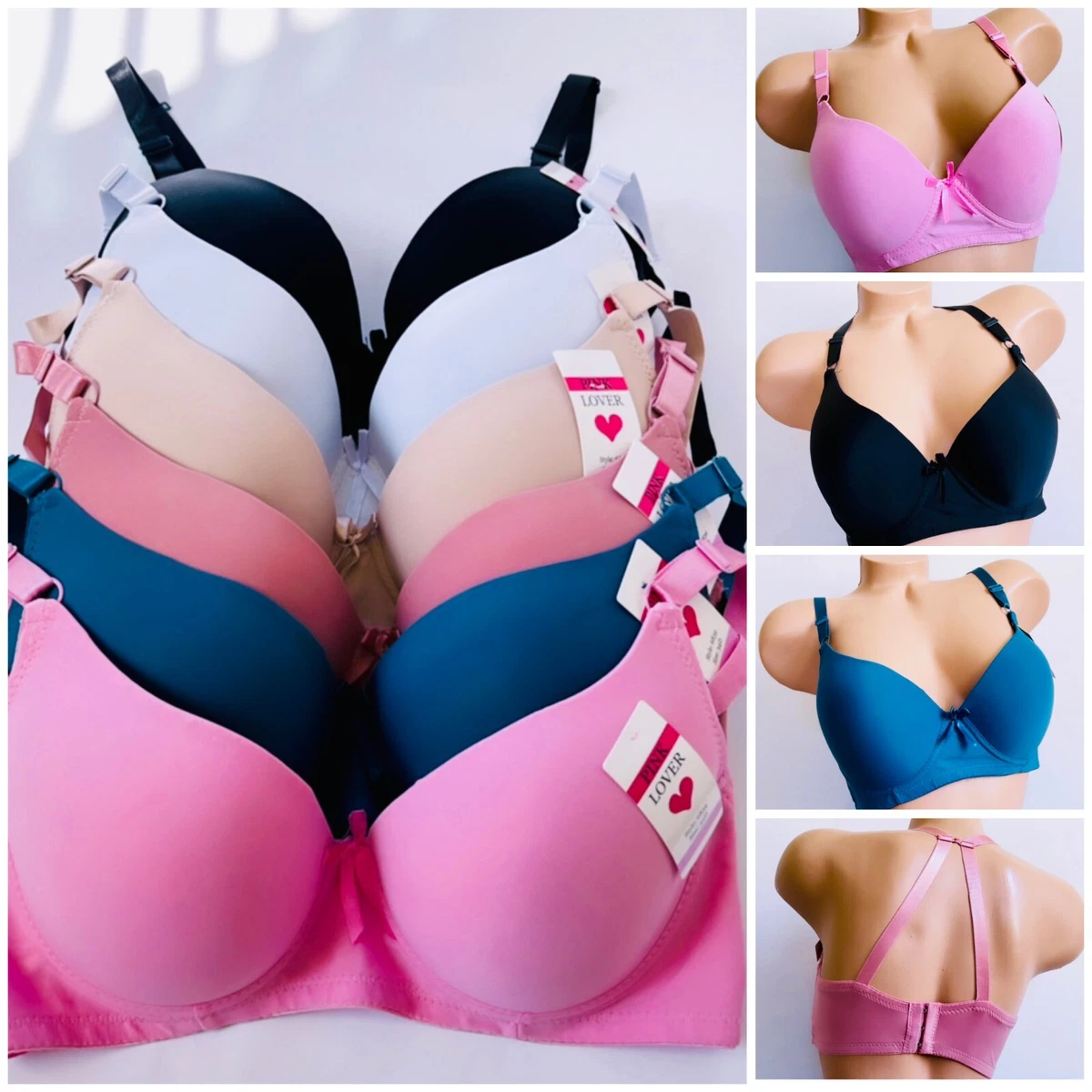 Lot 1,3 or 6 Plus Size Women Push Up Bras Sexy Racer Back T-Shirt Bra 6839  34-44