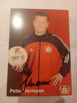 Signed Postcard Peter Hermann Bayer Leverkusen NEW 