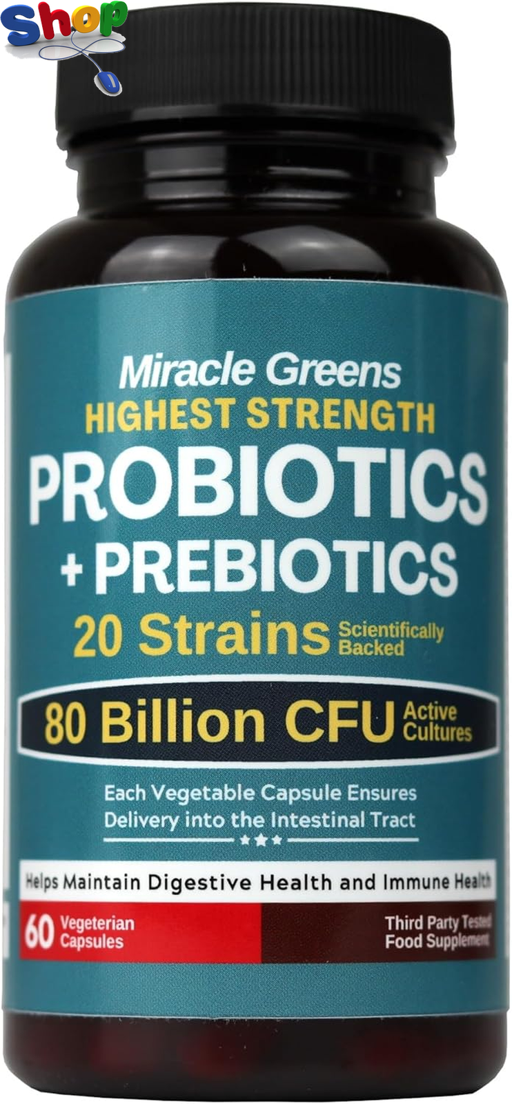 80 Billion CFU Probiotics - 20 Strains + Prebiotics | Digestive & Gut Health - f