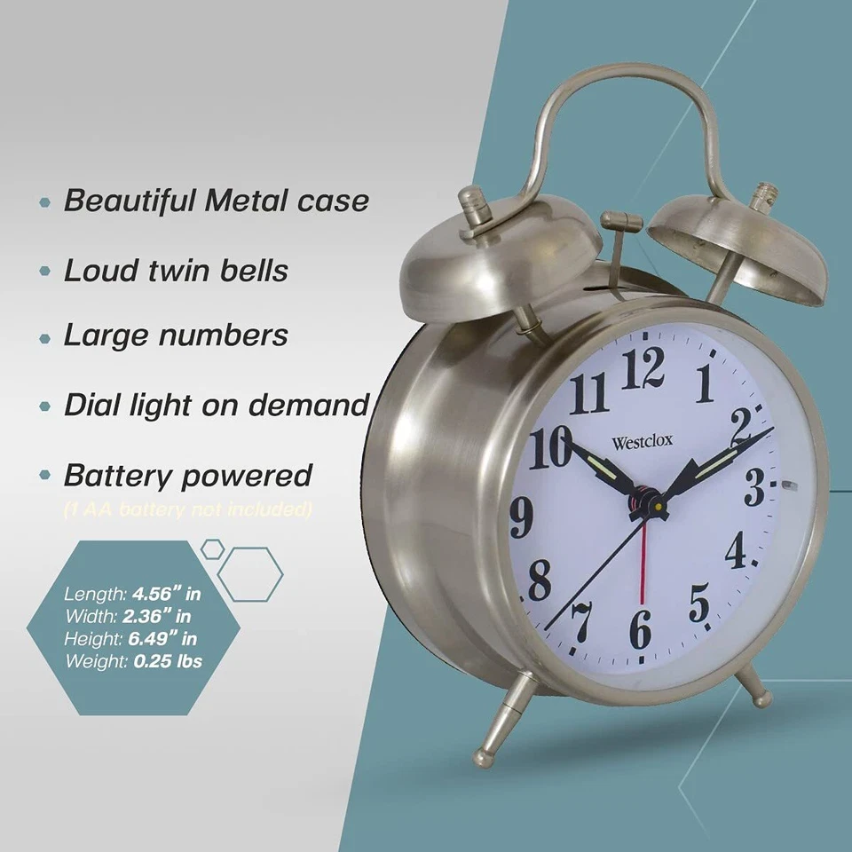 -Big Ben Twin Bell Alarm Clock | Loud Alarm Clock for Heavy Sleepers | Batter... - Image 2 of 4