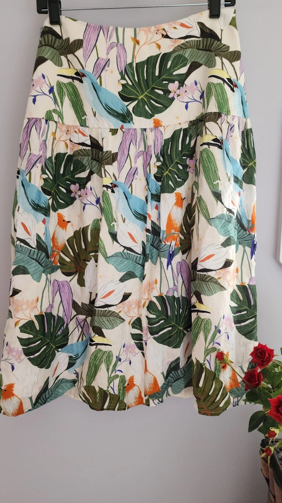 Cory Lynn Calter Anthropologie Size M New Floral Linen Skirt
