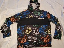 Boys shein Game On hoodie black video controllers size xl 13yr to 14yr