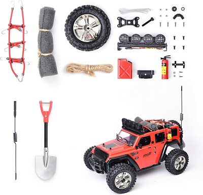 LED Light Bar Access Fuel Tank, Spare Tire Wheel Shovel for BG-1521 RC Truck Car