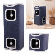 Large Cat House Cosy Bed Foldable Pet Cave Furry Soft Cushions Scratch Pad House