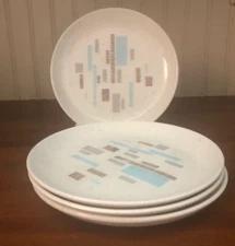 Vtg Santa Anita Ware Retro Flagstone Salad Dessert Plates, Set of 4, CA Pottery