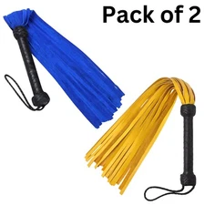 Genuine Leather Flogger Set 2 Pack Cowhide Leather Whips with 25 Handmade Tail