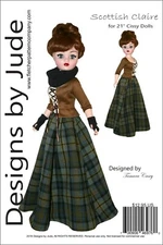 Outlander Scottish Claire Clothes Sewing Pattern for 21" Modern Cissy