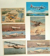 Lot of 6 Vintage Airplane Postcards Fly Eastern, TWA, Yankee Clipper