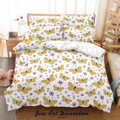 3D Butterfly Floral Pattern Colorful Quilt Cover Set Bedding Sets Pillowcases 64