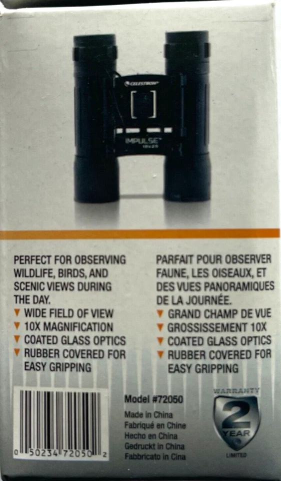 Celestron IMPULSE 10x25 Binoculars/Coated Optics/Wide Field of View/Case NIB! - Image 4 of 4