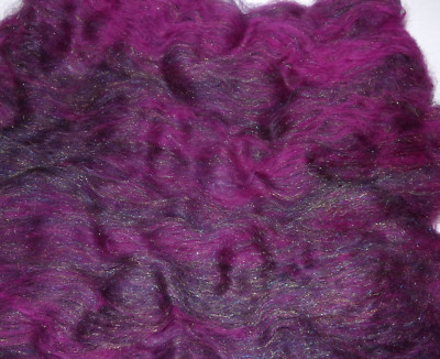 Purple Pixie Dust Rainbow Sparkle Carded Art Batt 25-100g Wolle Seide Filz oder Spin