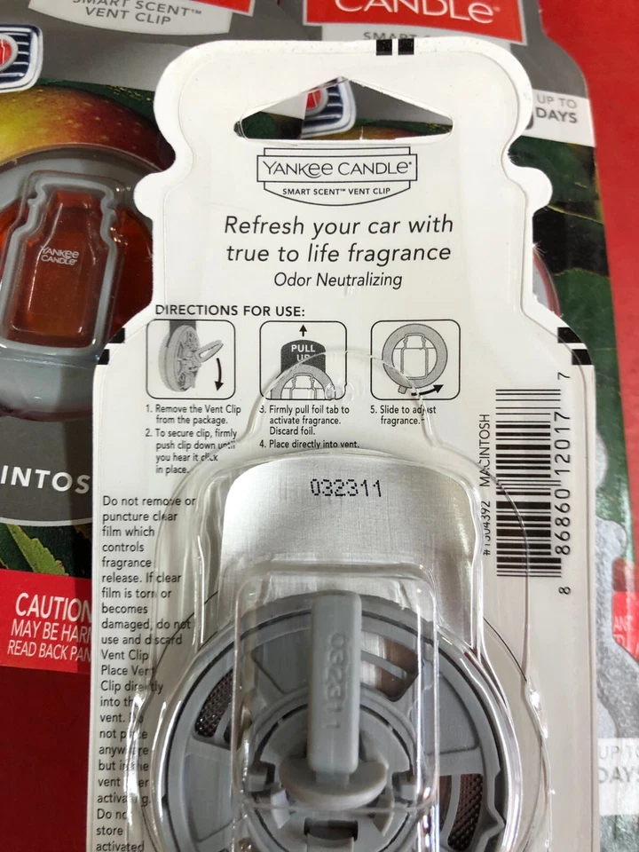 LOT OF 4 YANKEE CANDLE MACINTOSH SMART SCENT VENT CLIP LASTS UP TO 30 DAYS EACH - Image 3 of 4