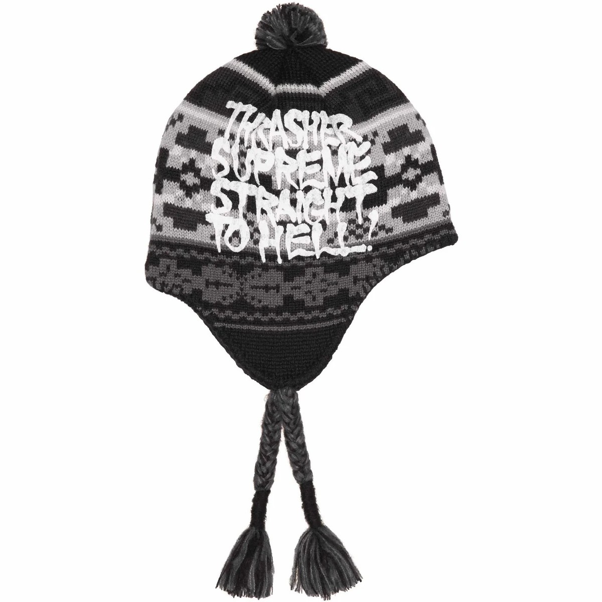 Supreme x Thrasher Earflap Beanie Black Brown Red 3colors Supreme x Thrasher Earflap Beanie Black Brown Red 3colors