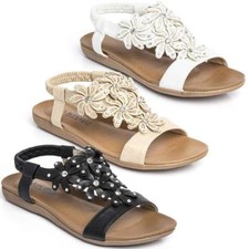 WOMENS LADIES FLAT LOW WEDGE SUMMER BEACH FASHION SANDALS SHOES SIZES 3-8