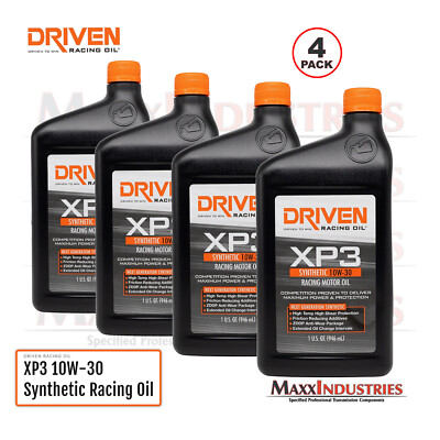 Driven Motor Oil - XP3 Racing Oil - High Zinc - 10W30 - Full Synthetic - 4-Pack