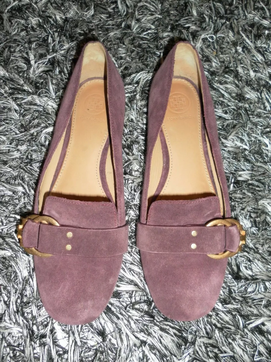 258 Tory Burch Marsden Melbac Wine Red Suede Slip On Loafers US