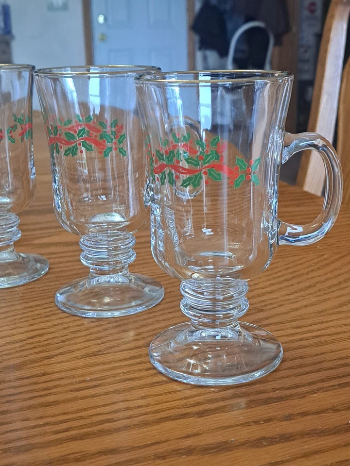 Libbey ирландский кофе винтажный кружки ленты Holly узор комплект из 15 сделано для Arby's - Изображение 3 из 4