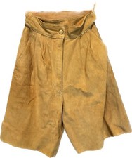 Vintage Yellow Suede Long 80s Shorts XS