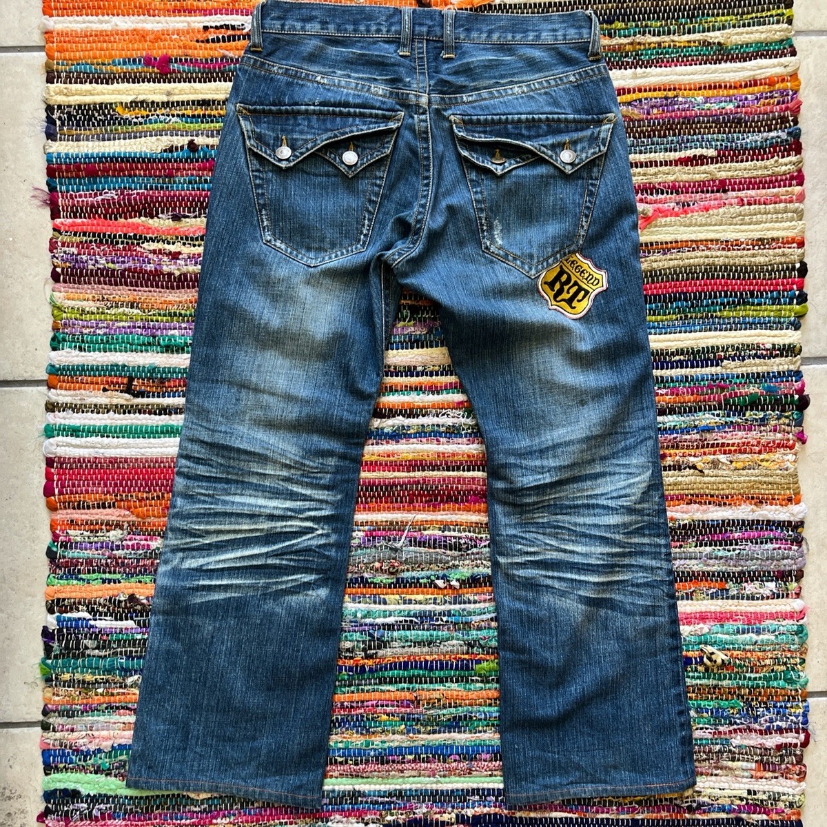 パンツ 00s rattle trap banana flared denim Y2K Vintage Y2K Rattle Trap Denim Jeans W/ Patches Size 32 | eBay