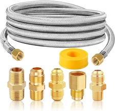 MCAMPAS 10 Feet High Pressure Braided Propane Hose Extension with Conversion Cou