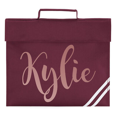 Personalisierte Büchertasche mit Namen Rosegold Schule individuell Kinder Mädchenrücken