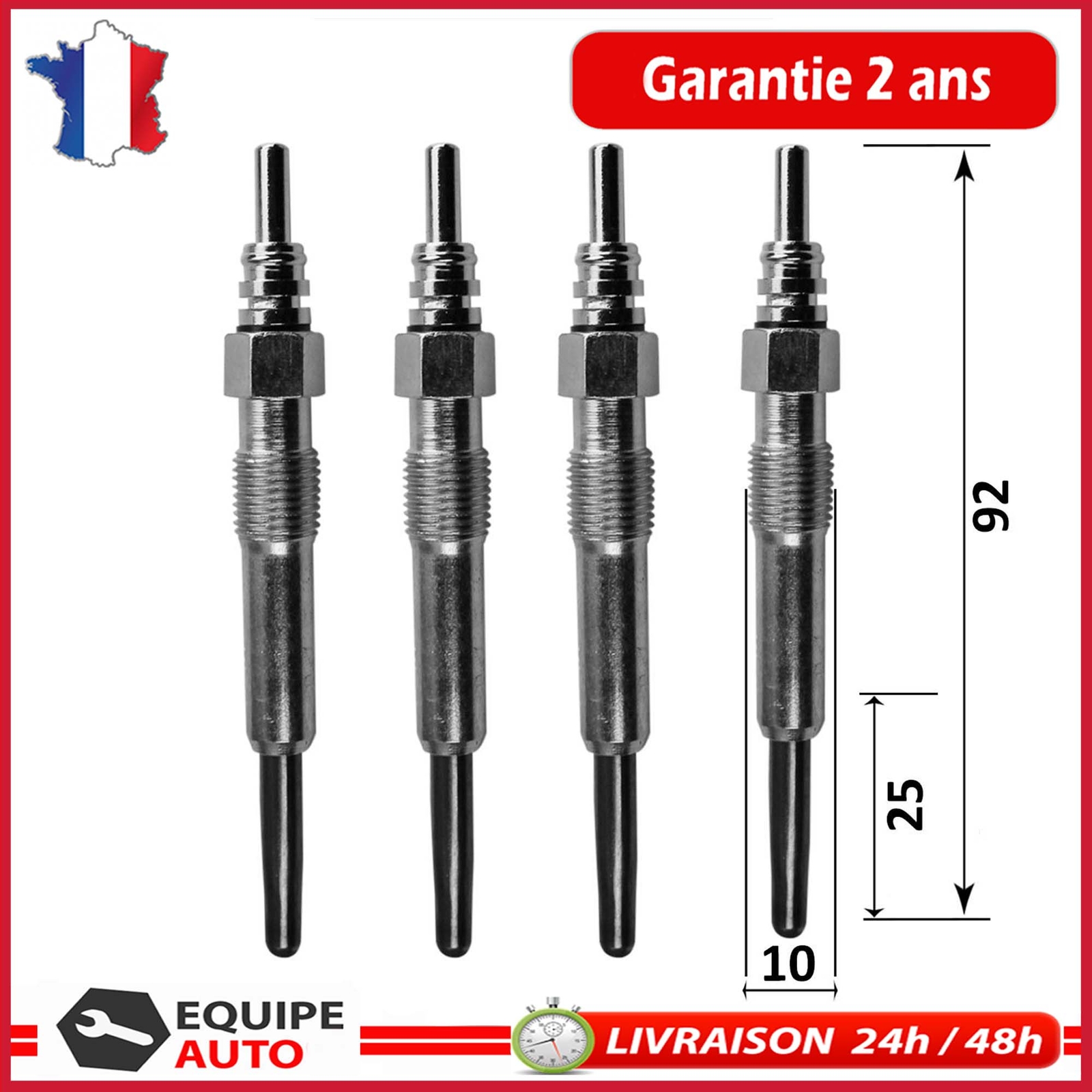 Kit 4 bougies de préchauffage Logan et Sandero 1.5 dCi pour l'entretien moteur