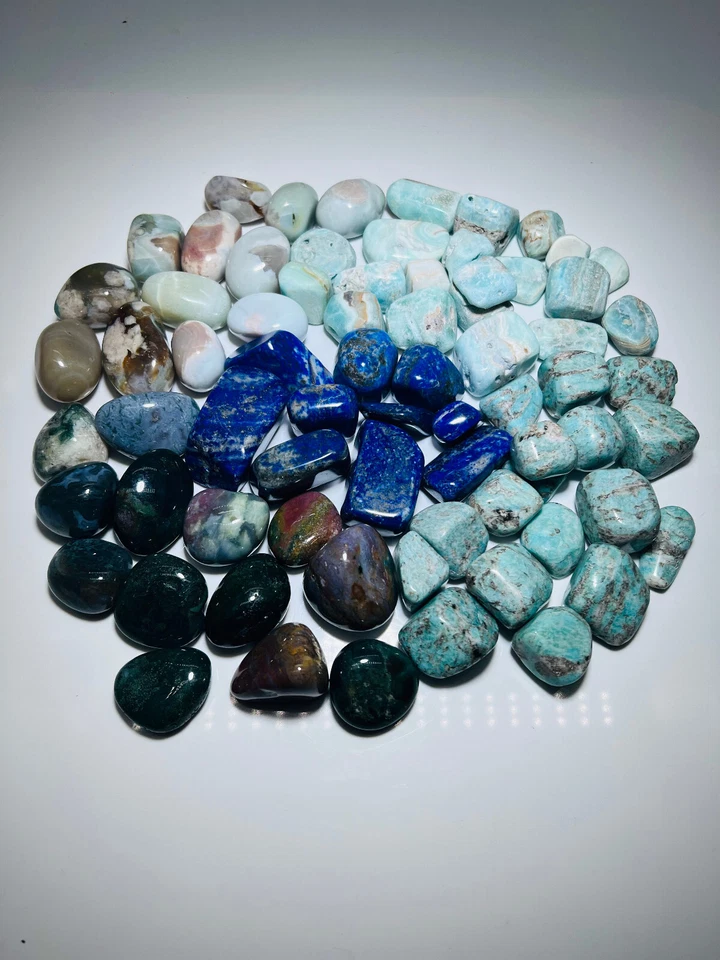 Trommelstein Set 1kg Natursteine Edelstein AAA Qualität Ajna Dritteauge Chakra - Bild 2 von 4