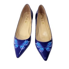 Zapatos de tacón alto YCG azul charol mariposa talla 10