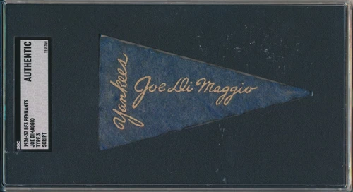 1936-37 BF3 Type 3 Mini Pennant Joe Dimaggio (Script) SGC A (Authentic) YANKEES