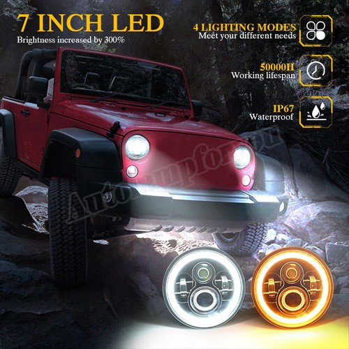 For Freightliner Century Class 7" Round LED Headlights Hi/Lo Beam Light Pair - Picture 3 of 12